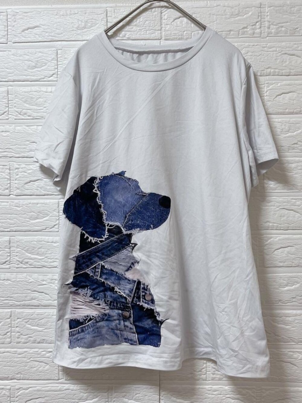 Deniork style dog print short-sleeved T-shirt